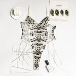 Women Teddy lingerie Sexy Underwear Erotic Corset Lace Mesh Sleepwear Nightwear  Embroidered strap one-piece sexy pajamas - Sabreeonline
