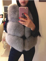 Thick Warm Faux Fox Fur Vest V-Neck - Sabreeonline