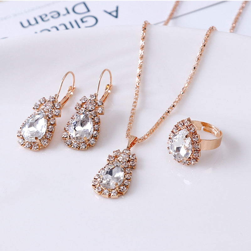 Jewelry Sets Hoop Earrings Necklace and Ring - Sabreeonline