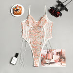 Women Teddy lingerie Sexy Underwear Erotic Corset Lace Mesh Sleepwear Nightwear  Embroidered strap one-piece sexy pajamas - Sabreeonline