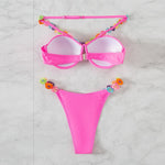 Flowers Strap Bikini Set