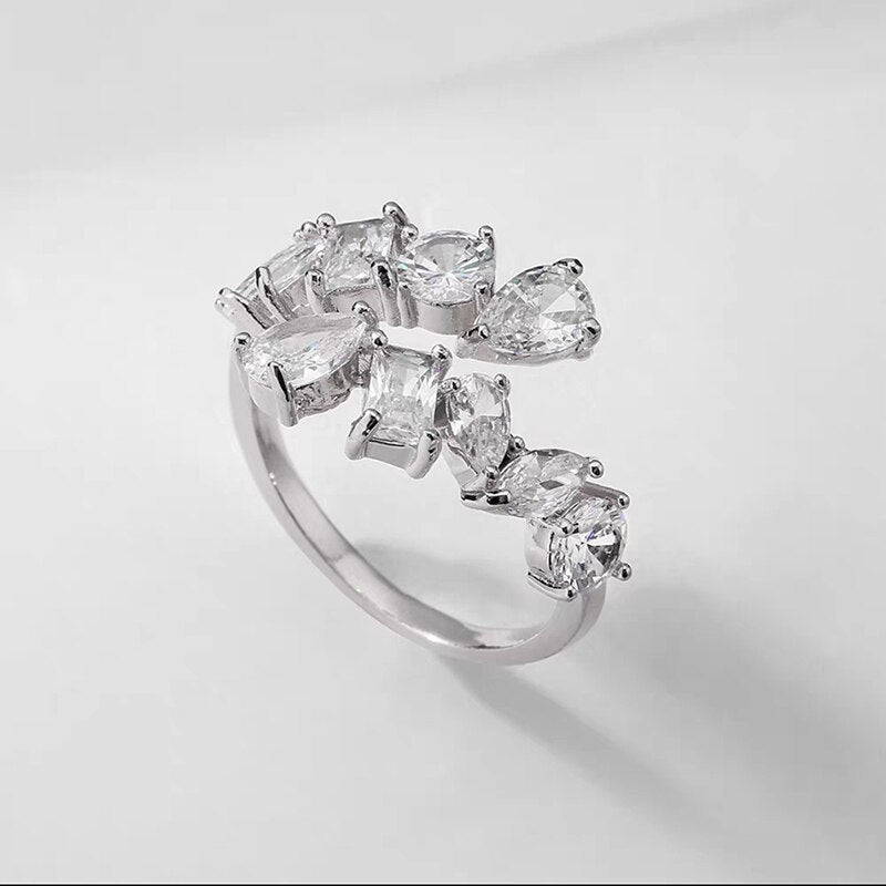Luxury Water Drop Zirconia Adjustable Open Rings - Sabreeonline