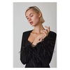Mini Bodycon Black Feather Long Sleeve - Sabreeonline