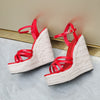 Shoes large size simple European and American braided hemp rope women&#39;s shoes wedge platform sandals