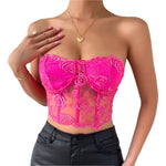Lace Hollow-Out Sleeveless Backless Strap Top - Sabreeonline