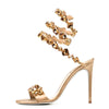 Crystal Ankle Wrap Strap Sandals Round Toe Shoes - Sabreeonline