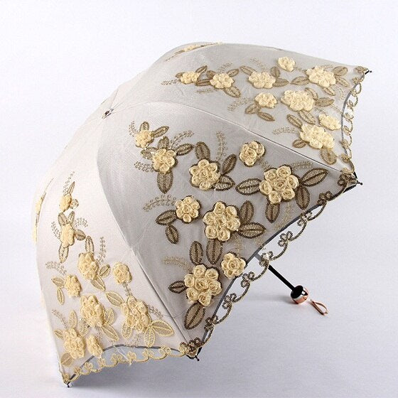 Flower Double Laye Coating Anti UV Umbrella - Sabreeonline