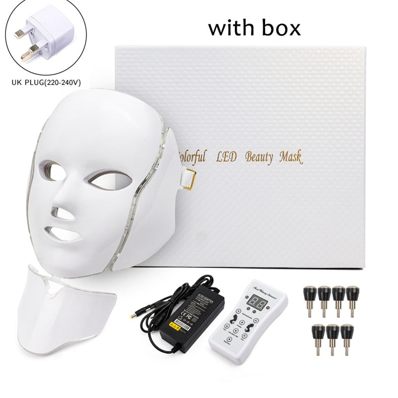 Led Facial Light Mask with Neck Tighten Anti Acne Wrinkle - Sabreeonline