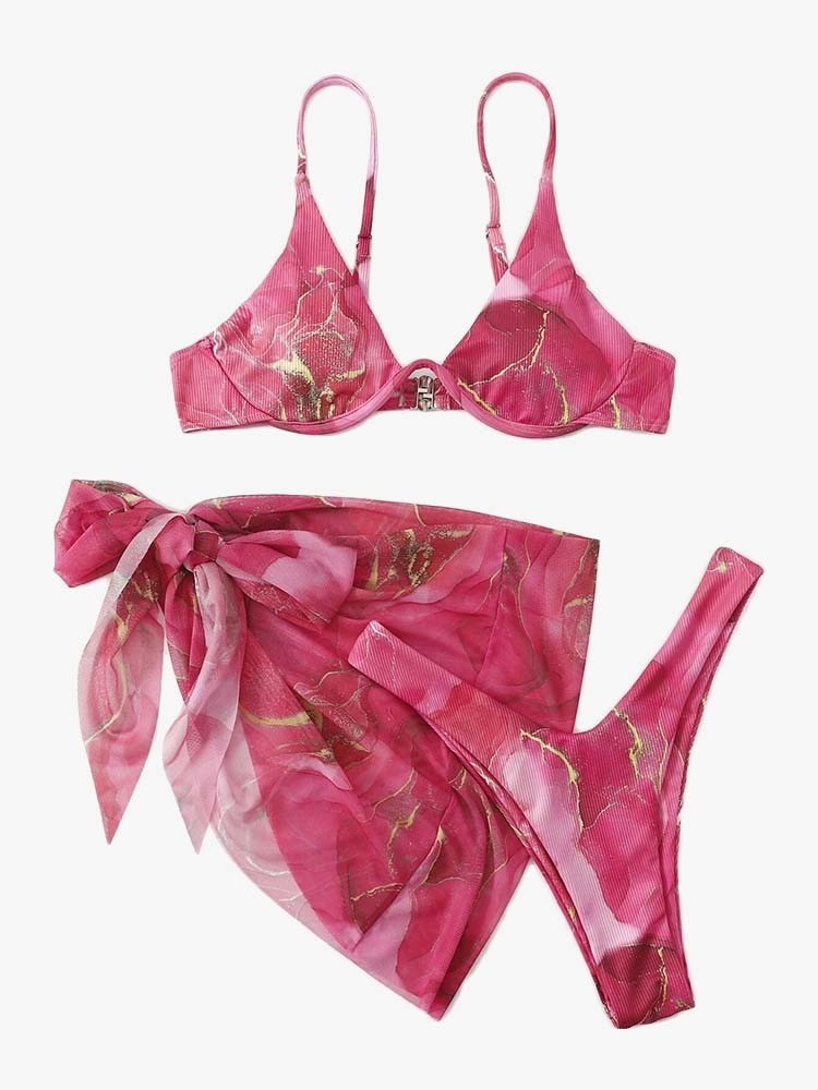 Swimwear with Skirt Marble Set