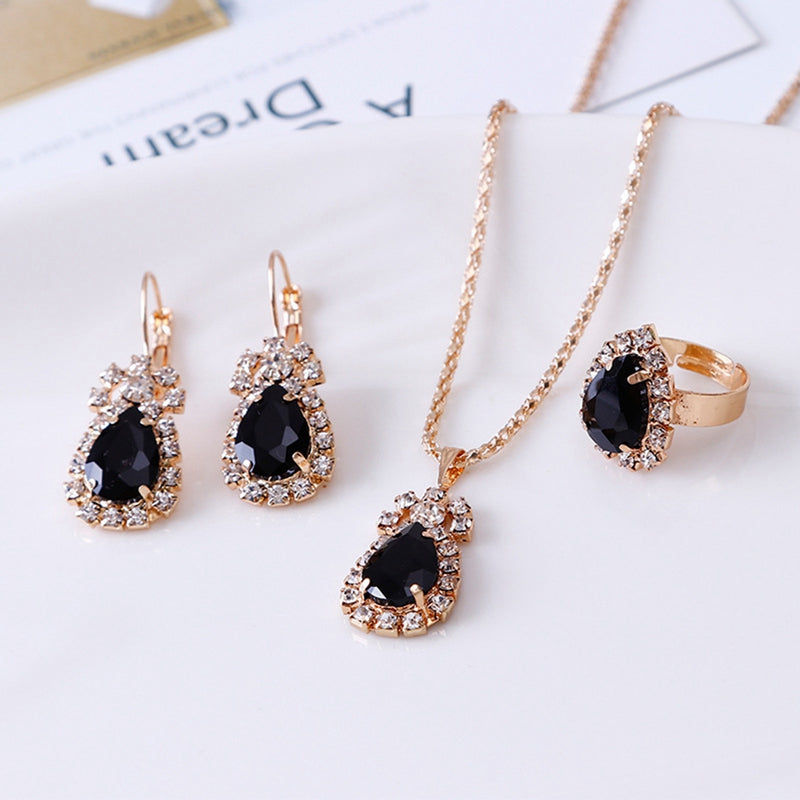 Jewelry Sets Hoop Earrings Necklace and Ring - Sabreeonline