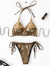 Glossy Swimsuits Three Piece Beach Outfits - Sabreeonline