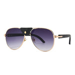 Men Pilot Sunglasses Oversized Frame Leather - Sabreeonline