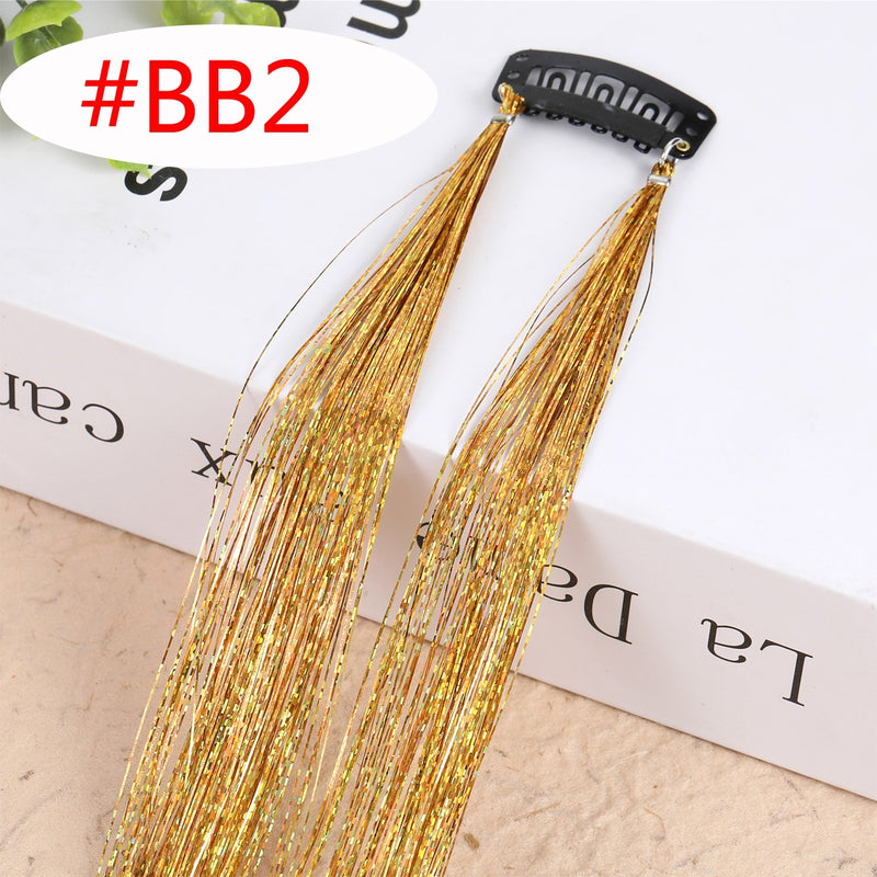 Rainbow Shiny Sparkle Hair Tinsel Kit Women Glitter Hair Extension Hair Bling Dazzles Girls Hippie Braiding Accessories - Sabreeonline