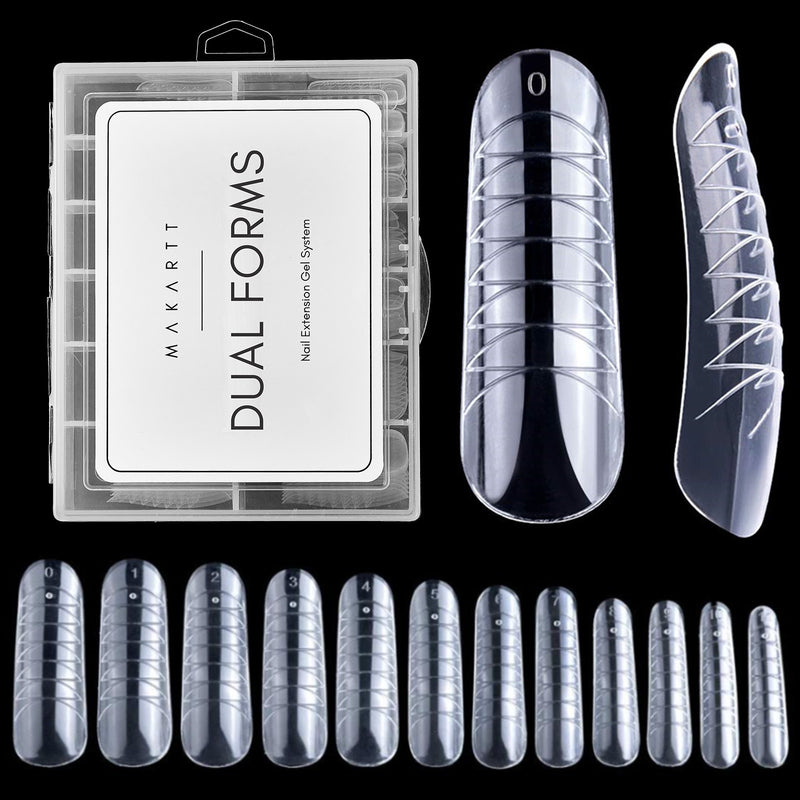 Makartt Dual Forms Nail Forms Nail Extension System for Poly Nail Gel Coffin Nail Mold Clear Full Cover False Nail Tips Acrylic - Sabreeonline