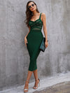 Green Mesh Midi Bandage Dress - Sabreeonline