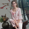 pijamas women Female pantsuit women Ice Silk Suit Long Sleeve silk pajamas Thin Bud Silk Sleeping Home Suit sleepwear - Sabreeonline