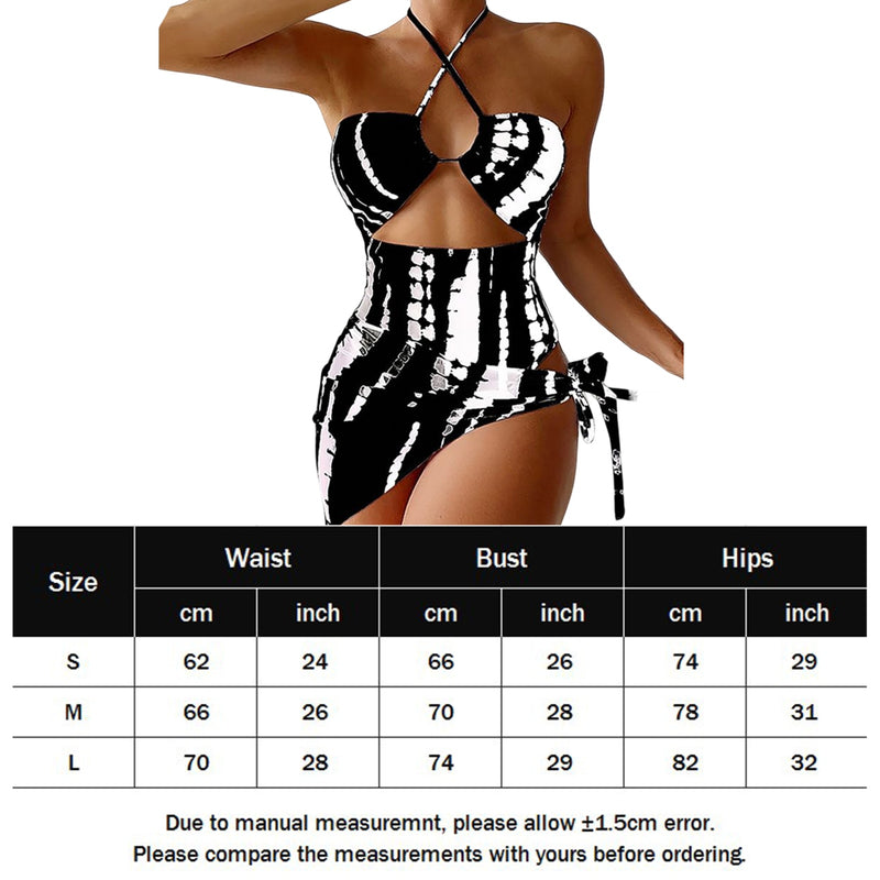2pcs/set Beach Swimsuit Set Lace-up Tie Dye Print