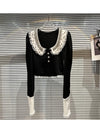 HIGH QUALITY New Fashion 2023 Designer Shirt Women's Granular Beaded Neck Flare Sleeve Shirt T-shirt - Sabreeonline