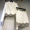 Long Sleeve Diamond Tassel Short Jacket Mini Skirt