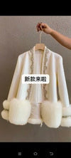 New Style ladies Real Fox Fur Coat Winter Women handmade crystal beaded  Cardigan Jacket blended fur coats     NQ01 - Sabreeonline
