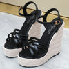 Shoes large size simple European and American braided hemp rope women&#39;s shoes wedge platform sandals