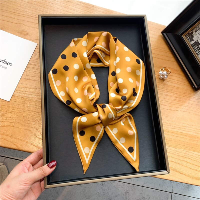 Luxury Brand Small Silk Scarf Women Headband Narrow Skinny Scarves Neck Belt Hair Bands Ribbons Scrunchies Female Accessories - Sabreeonline