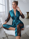 Gorgeous Sleeve Top with Pant Contrast Lace Lounge Wear - Sabreeonline