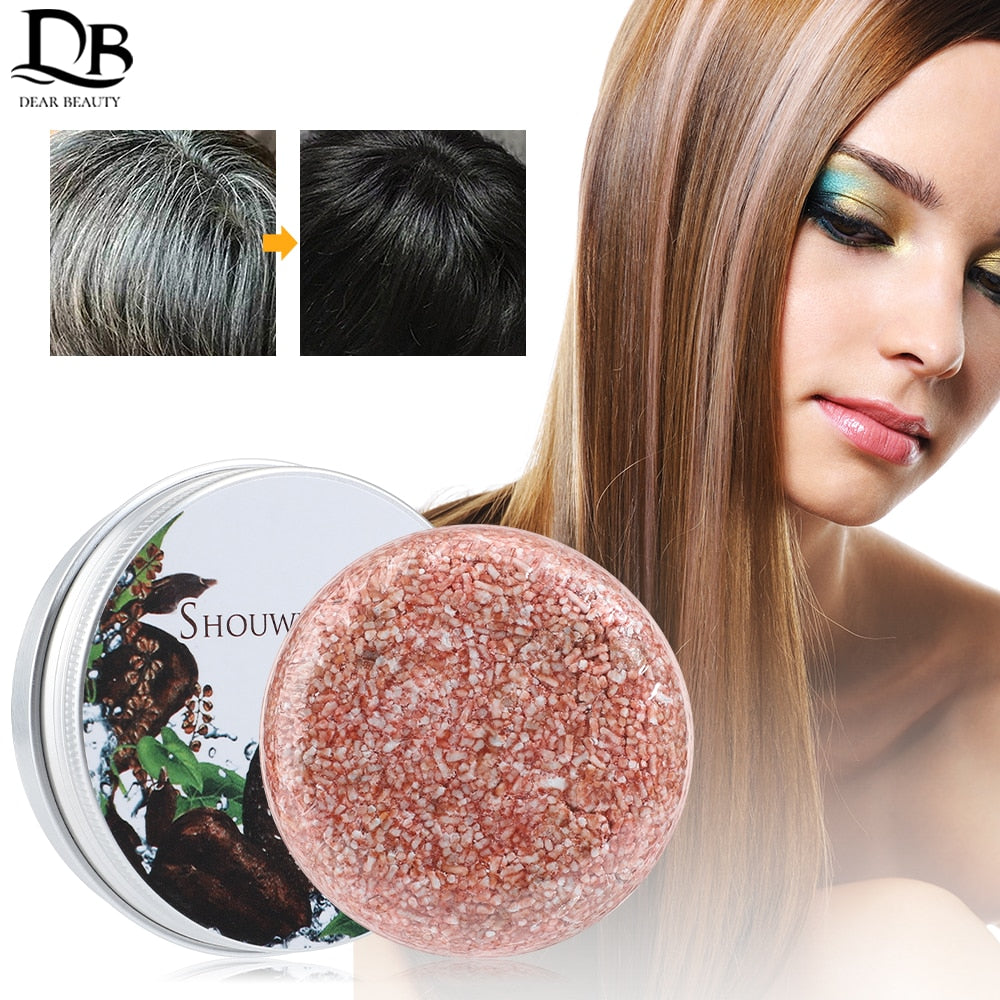 Polygonum Essence Hair Darkening Shampoo Soap Natural Organic Mild Formula Hair Shampoo Gray Hair Reverse Anti Loss Hair Care - Sabreeonline