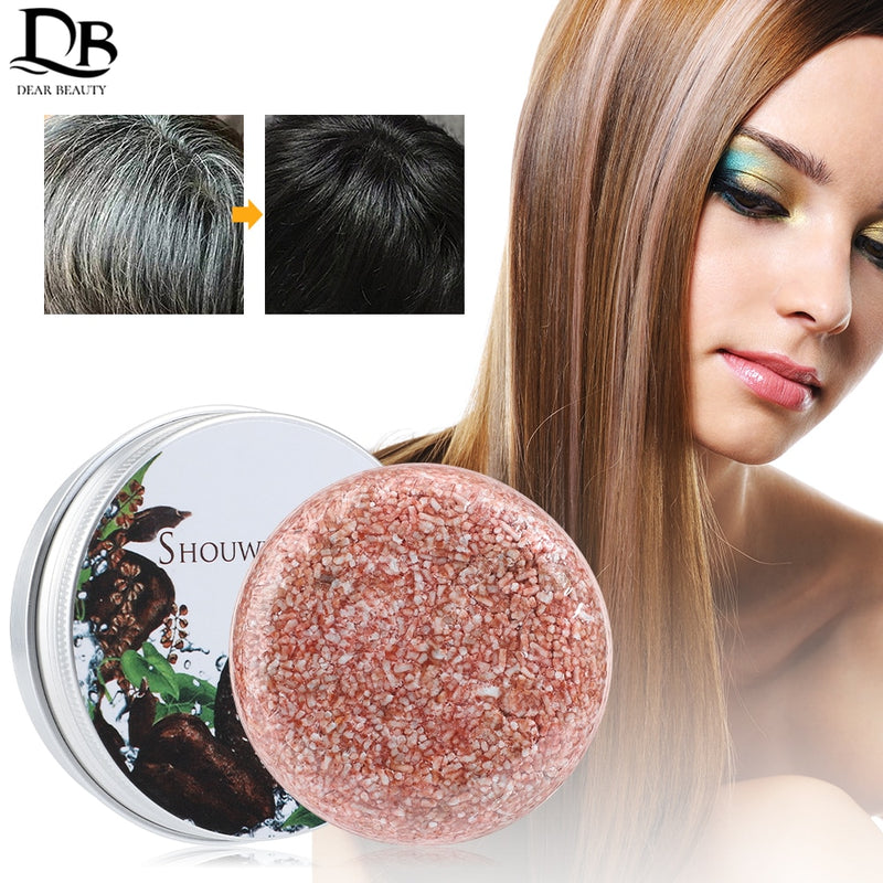 Polygonum Essence Hair Darkening Shampoo Soap Natural Organic Mild Formula Hair Shampoo Gray Hair Reverse Anti Loss Hair Care - Sabreeonline
