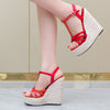 Hemp rope women&#39;s shoes large size wedge heel platform sandals Simple European and American woven large size