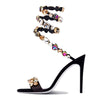 Crystal Ankle Wrap Strap Sandals Round Toe Shoes - Sabreeonline