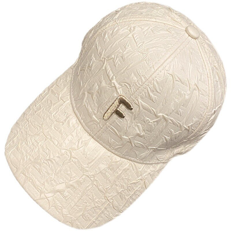 Women Men Embroidered Letter Pleated Baseball Cap - Sabreeonline