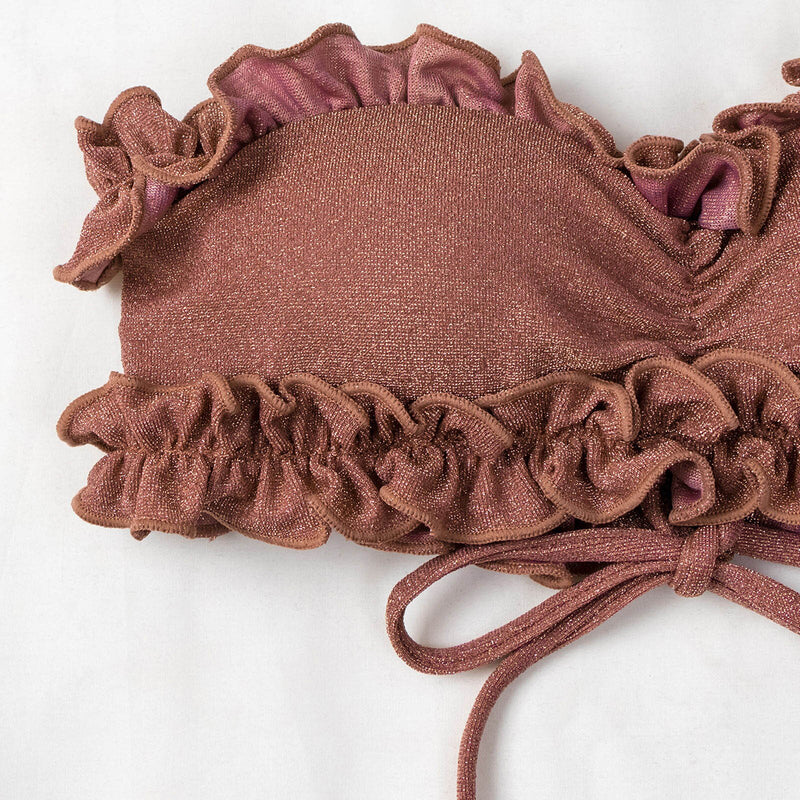 Ruffle Bandeau Bikini Push Up Swimsuit Women Sexy Bikini Sets 2023 Two Piece Brazilian Bathing Suit Bandeau Beach Wear Swimwear