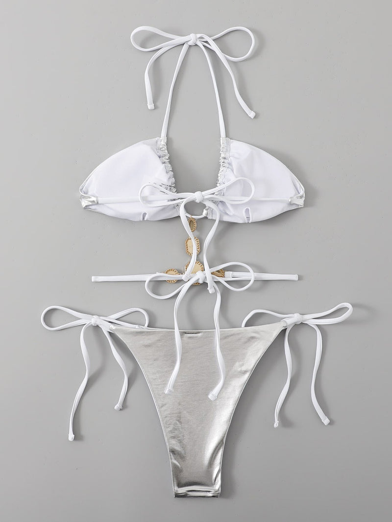 Silver Metallic Bikini Set