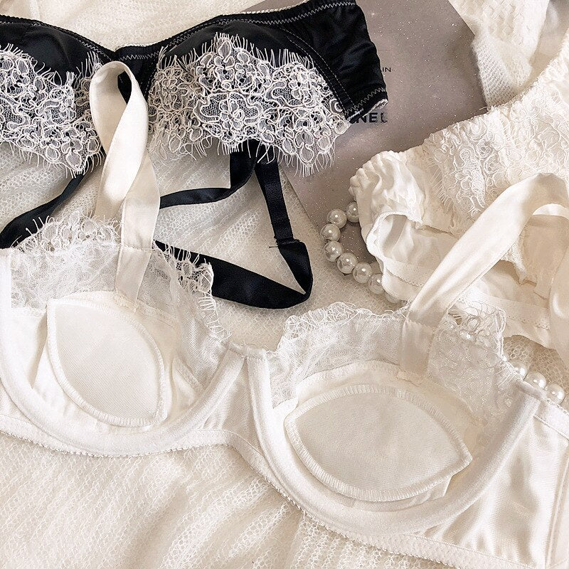 Soft Lace Edge Sexy Pure Desire Girl Bra Set - Sabreeonline