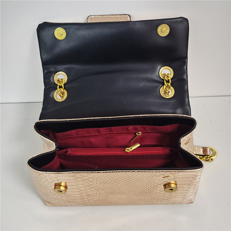 New Arrival Summer Shiny Snake Pattern Mirror Handbag Bright Colors Women Purse Cross Body Shoulder Bag Snakeskin Texture - Sabreeonline