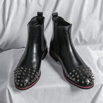Chelsea Head Leather Ankle Boots Pointed Horse Boot - Sabreeonline
