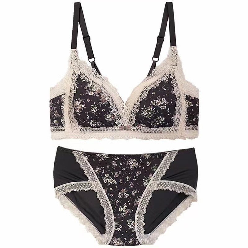 Women&#39;s Bra Briefs Suit Underwear Fashion Push Up Bra Sexy Lace Panties Girls&#39; Non Steel Ring Brassiere Female Sexy Lingerie Set - Sabreeonline