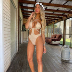 Sexy One-Piece Gold Fashion Halter Hollow Out