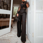 Black Casual Dot Sheer Mesh See Through Blouse - Sabreeonline