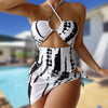 2pcs/set Beach Swimsuit Set Lace-up Tie Dye Print