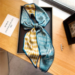 Elegant Print Satin Silk Skinny Scarf - Sabreeonline