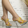 New European and American Fashion High Heel Slippers Transparent Slim Heel 13CM Slim Strap Slippers large size