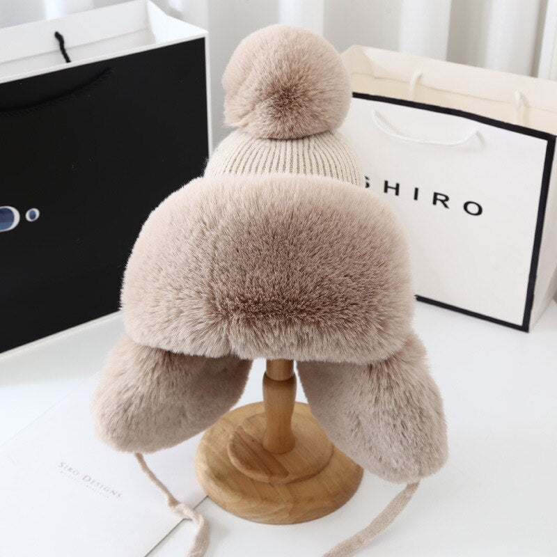 Thick Warm Earflap Wool Hat - Sabreeonline