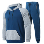 Casual Hoodies +Drawstring Pants 2 Piece Set Male Streetwear - Sabreeonline