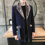 2022 Winter New Casual Windbreaker Men&#39;s Jacket Korean Long Section Large Fur Collar Jacket Men&#39;s Business Casual Warm Wool Coat - Sabreeonline