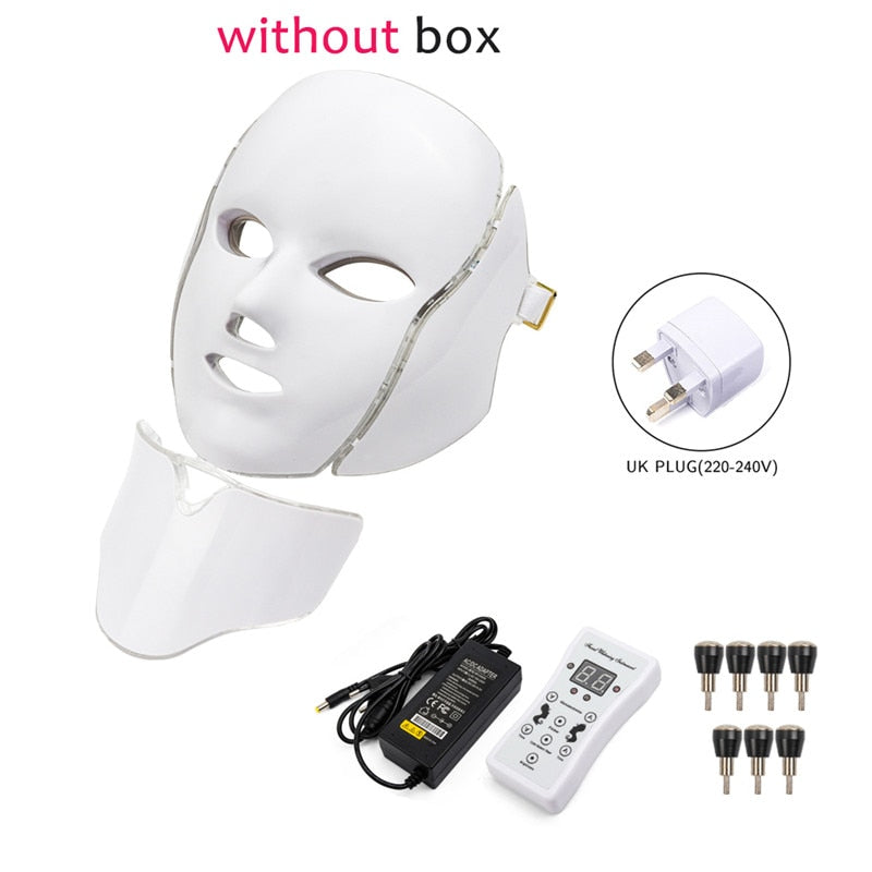 Led Facial Light Mask with Neck Tighten Anti Acne Wrinkle - Sabreeonline