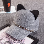 Cat Ears Baseball Cap Wool Knit - Sabreeonline
