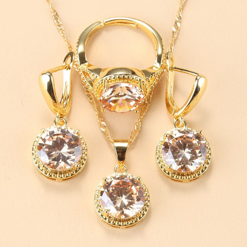 Sweet Princess Round Zircon 3 Piece Set - Sabreeonline