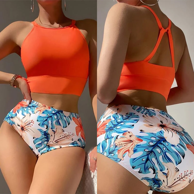 High Waist Bikinis 2023 Mujer Swimwear Women Swimsuit Crop Top Bikini Set Swimming For Bathing Suit Woman Maillot De Bain Femme
